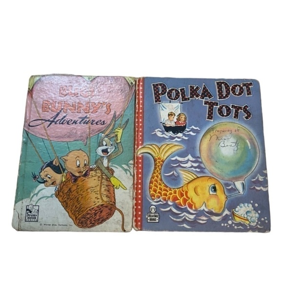 Bugs Bunny Adventures Polka Dot Tots Vintage Children Book Bundle Lot Looney - Picture 1 of 7